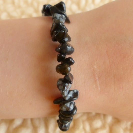 Bracelet chips - Obsidienne flocon - Équilibre