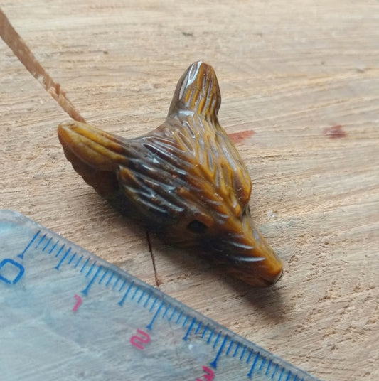 Pendentif loup - Œil de tigre - Protection