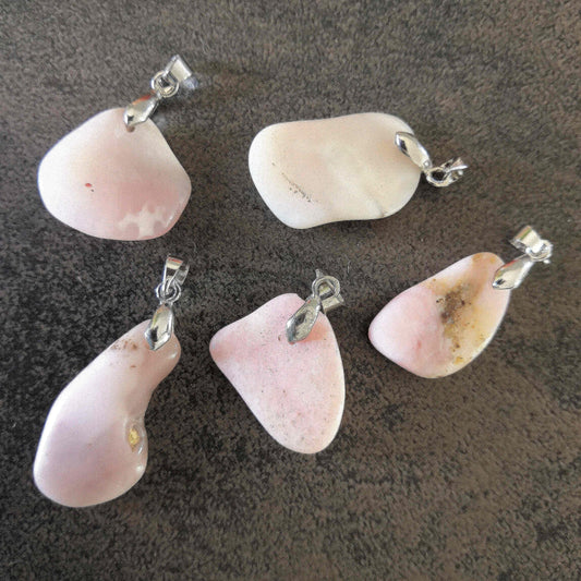 Pendentif (argent 925) - Opale rose - Ouverture du coeur