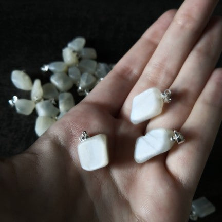 Pendentif Pierre de lune blanche (ag 925) ~ Intuition