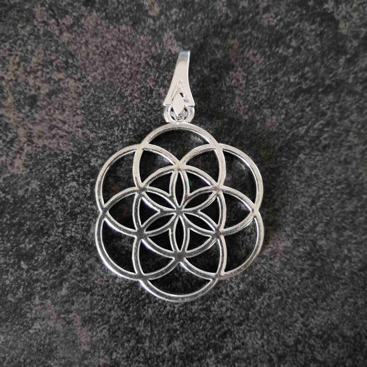 Pendentif - Fleur de vie argentée - Purification