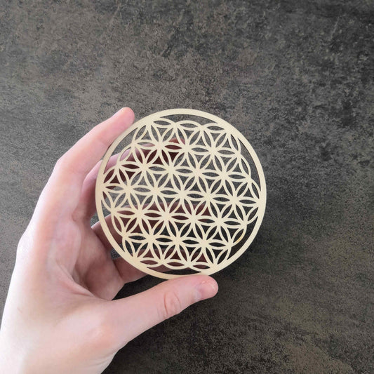 Bas-relief Fleur de Vie en bois (9cm)