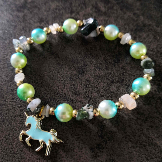 Bracelet - Pierre de lune & Agate mousse - Renouveau