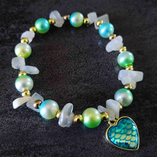 Bracelet sirène - Pierre de lune blanche - Intuition