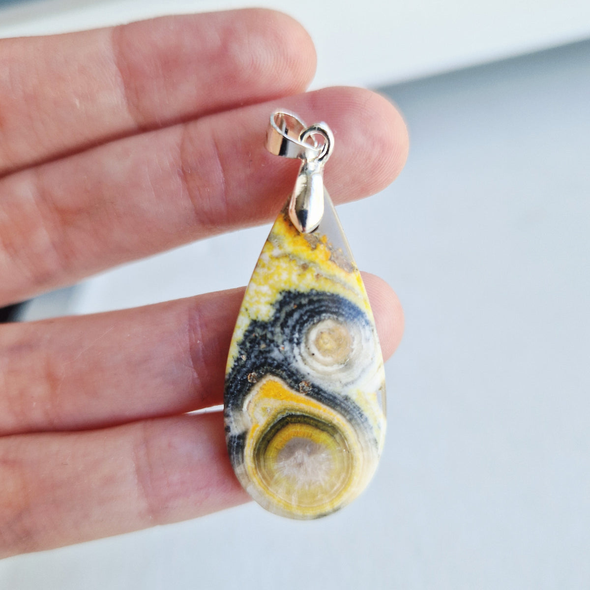 Pendentif (argent 925) - Jaspe Bumblebee / Bourdon - Confiance