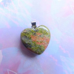 Pendentif Coeur Unakite (Epidote) ~ Force tranquille