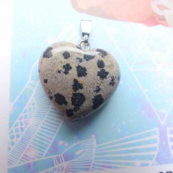 Pendentif Coeur de Jaspe dalmatien ~ Équilibre