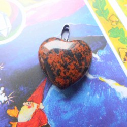 Pendentif Coeur d'Obsidienne acajou ~ Ancrage