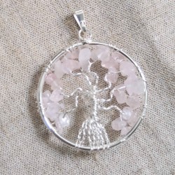 Pendentif arbre de vie de Quartz rose~ Douceur