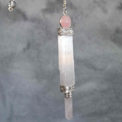 Pendule Sélénite et Quartz rose