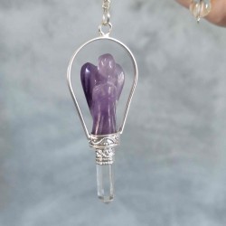 Pendule Ange d'Améthyste et cristal de roche