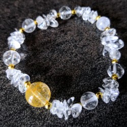 Bracelet Quartz rutile et Cristal de roche ~ Concentration