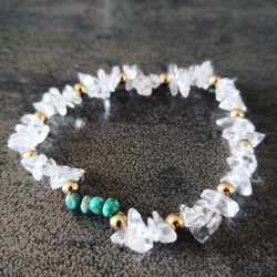 Bracelet de Turquoise du Mexique et cristal de roche