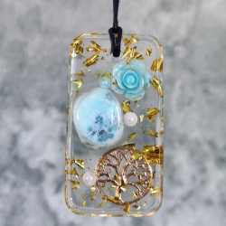 Pendentif Larimar et résine - Fluidité