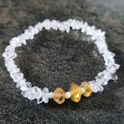 Bracelet de Citrine naturelle et Cristal de roche ~ Intellect