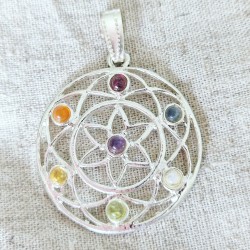 Pendentif Fleur de vie des chakras