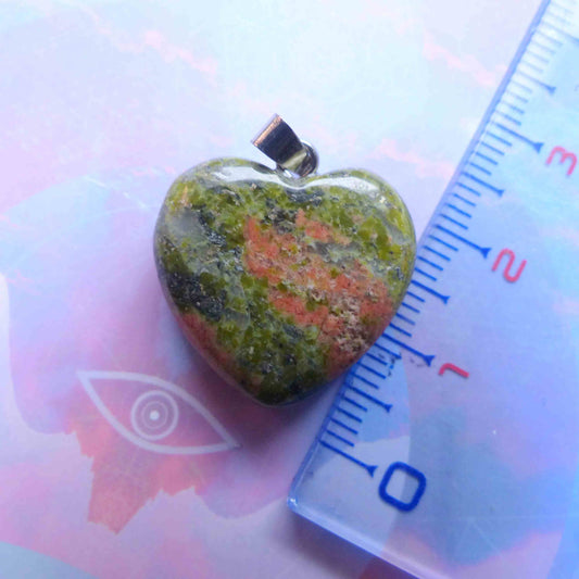 Pendentif Coeur Unakite (Epidote) ~ Force tranquille