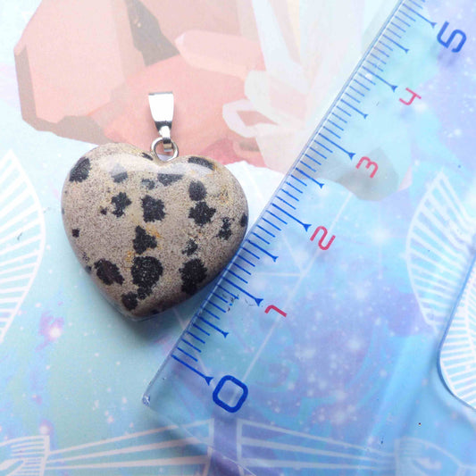 Pendentif Coeur de Jaspe dalmatien ~ Équilibre