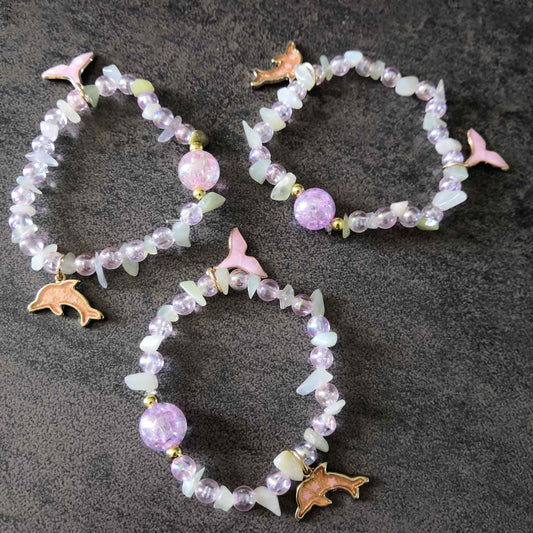 Bracelet de Serpentine "New Jade" - Dauphin rose
