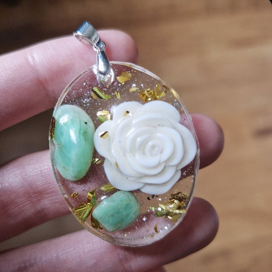 Pendentif orgonite et chrysoprase ~ Renouveau