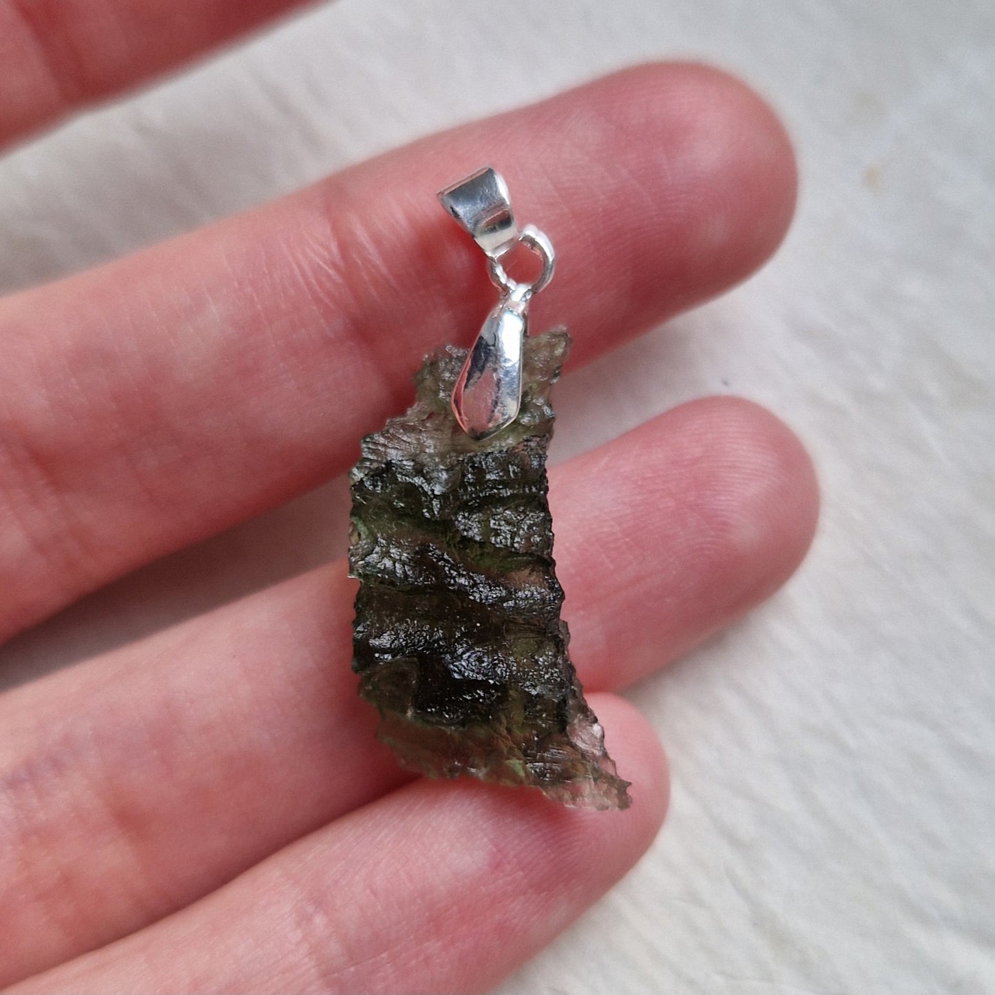 Pendentif (argent 925) - Moldavite (Besednice, Angel Chime) - Éveil spirituel