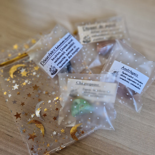 Pochette surprise de 4 cristaux naturels – Choisis à l’intuition pour harmoniser vos énergies