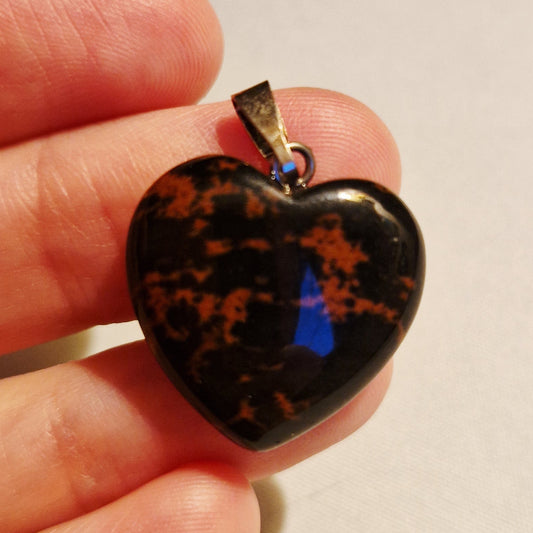 Pendentif cœur - Obsidienne acajou - Force tranquille