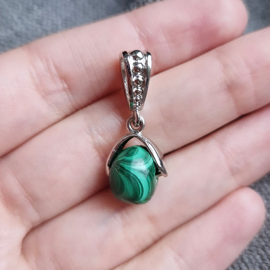 Pendentif perle - Malachite - Féminin sacré