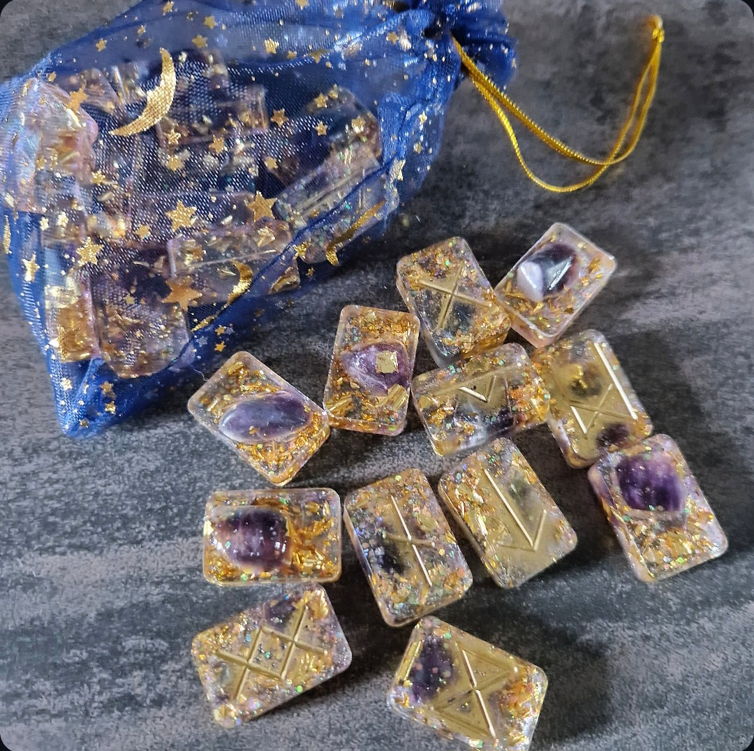 Runes en résine - Fluorite violette - Méditation