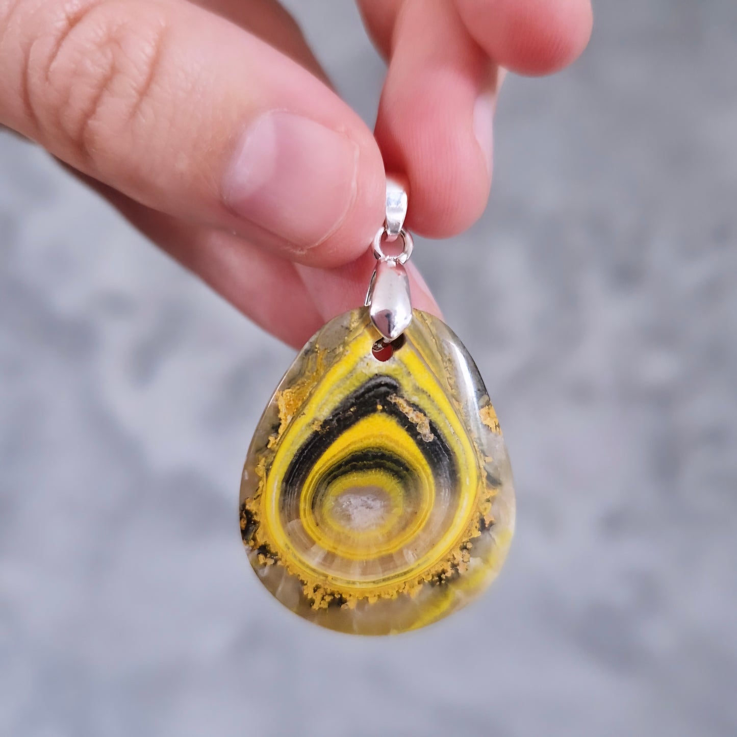 Pendentif (argent 925) - Jaspe Bumblebee / Bourdon - Confiance