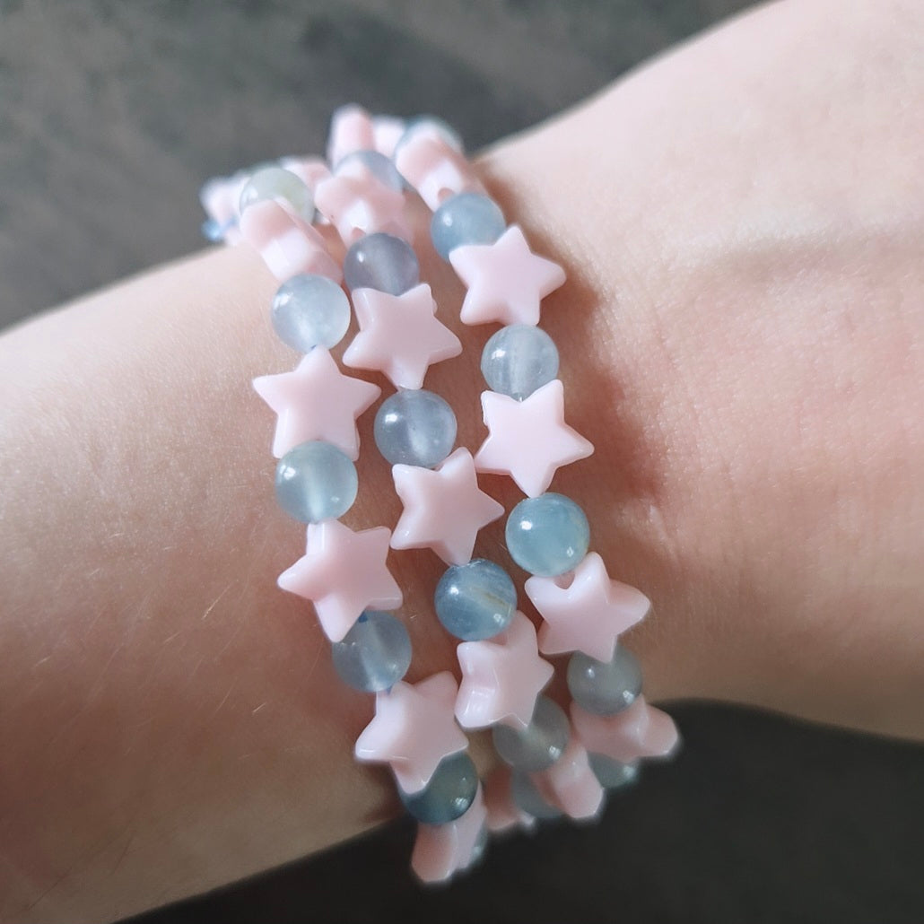 Bracelet étoiles - Calcite bleue - Sérénité
